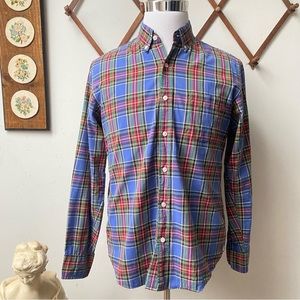 J Crew Plaid Slim Fit Oxford Button Down Shirt